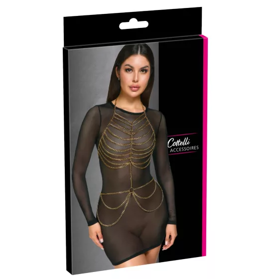 Cottelli - erotický body s reťazami - zlatá farba