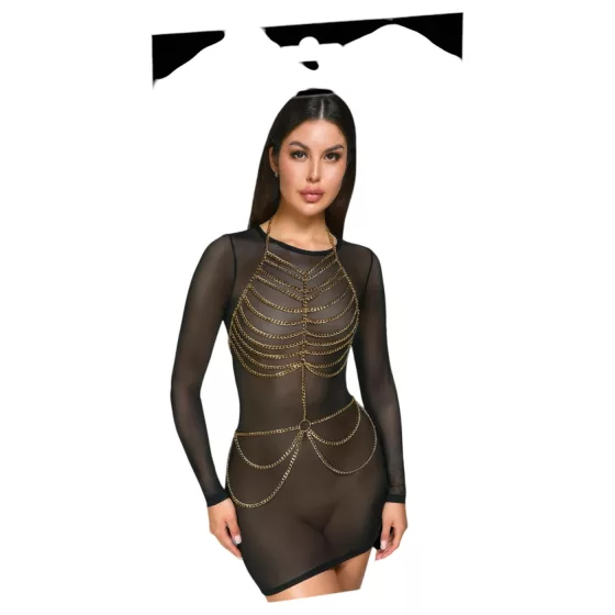 Cottelli - erotický body s reťazami - zlatá farba