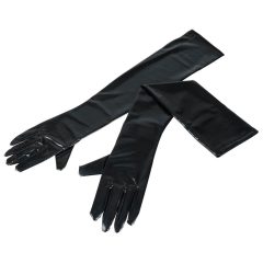 Dlhé, lesklé rukavice - čierne