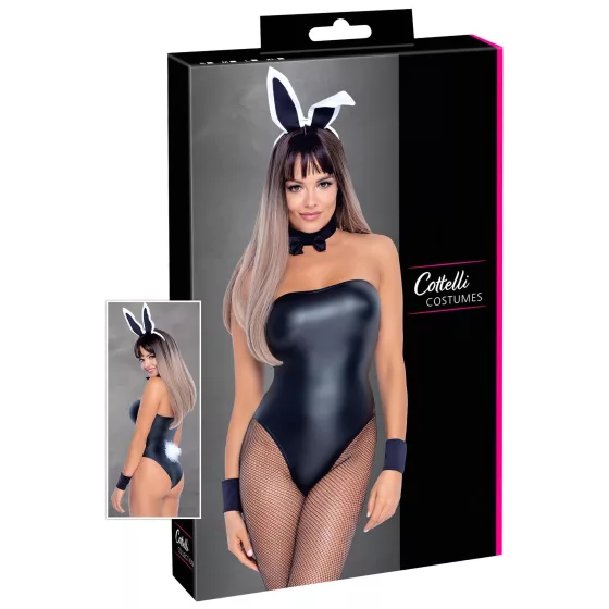 Cottelli - sexy kostým zajačika - lesklý 5-dielny set - L