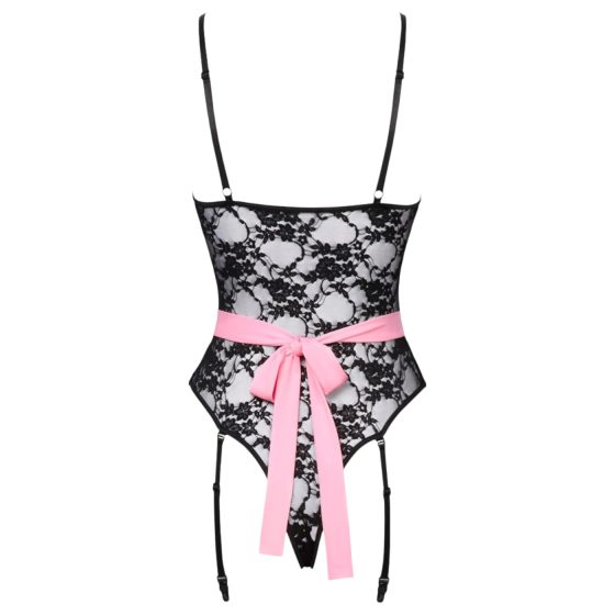 Cottelli - dámsky kostým slúžky - priehľadný - čierna/ružová - M