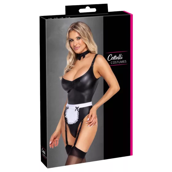 Cottelli - body chyžnej so zásterou (čierne) - M
