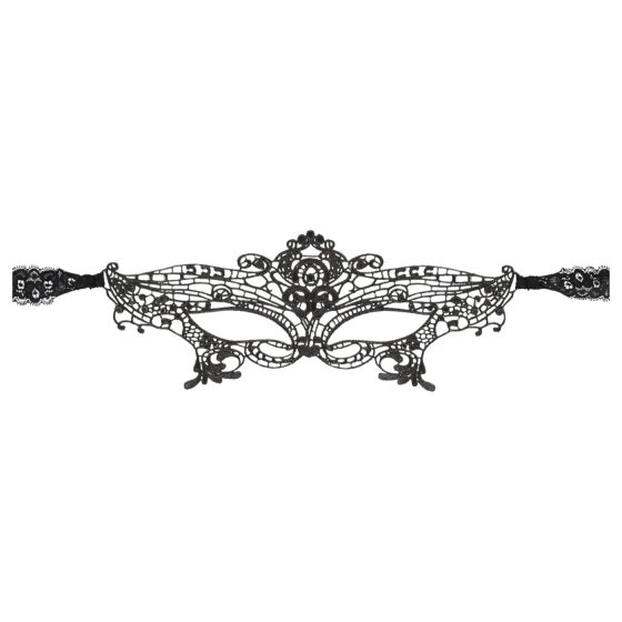 Cottelli - Vyšívaná čipkovaná maska na oči (čierna)