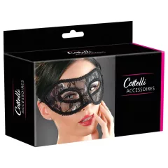Cottelli - erotická čipkovaná maska na oči - čierna