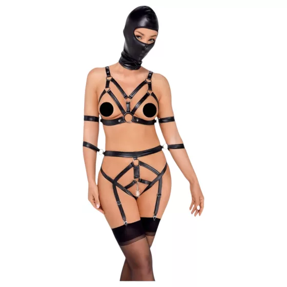 Bad Kitty - erotická súprava na telo s maskou - čierna - L
