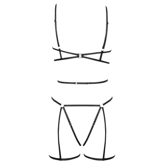 Cottelli - dámsky postroj a tangá - čierny - veľkosť S-L