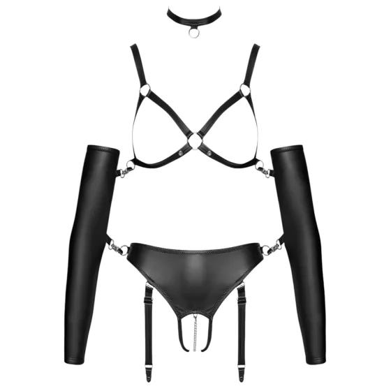 Bad Kitty - bondage postroj na telo - čierny