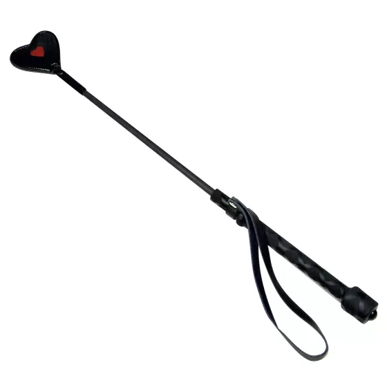 Bad Kitty - bičík so srdiečkom - ekokoža - čierna