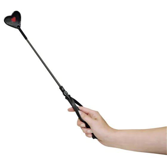 Bad Kitty - bičík so srdiečkom - ekokoža - čierna