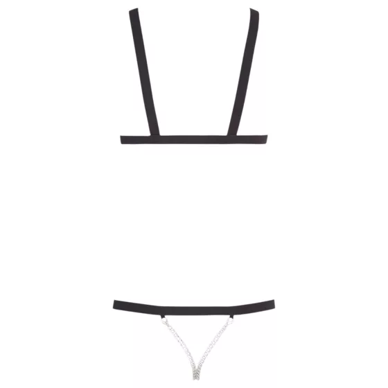 Bad Kitty - čierne bodystocking s remienkami a nitmi (S-L)