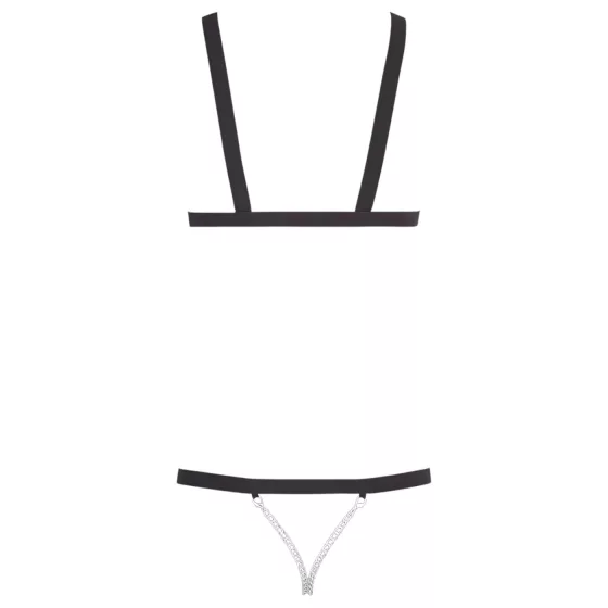 Bad Kitty - čierne bodystocking s remienkami a nitmi (S-L)