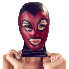 Bad Kitty - lesklá maska ​​- čierno-červená (S-L)