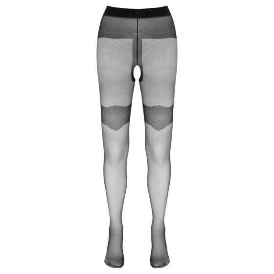 Cottelli - erotické pančuchy s otvorom - vzorované - čierne - 4