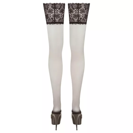 Cottelli Plus Size - samodržiace pančuchy 15 cm čipkované (čierne)