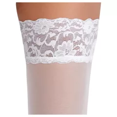   Cottelli - samodržiace pančuchy - čipkované, kvetinový vzor - biele