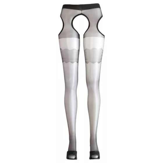 Cottelli - dámske erotické pančuchy - vlnitý vzor - čierne