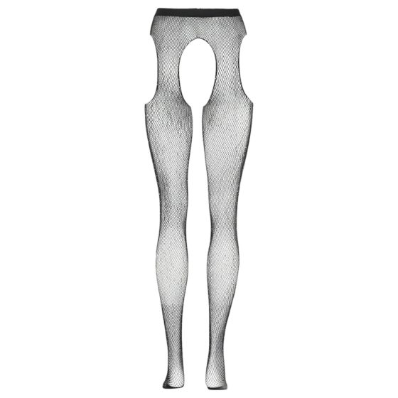 Cottelli Legwear - otvorené pančuchy - lesklé - čierne (S-L)