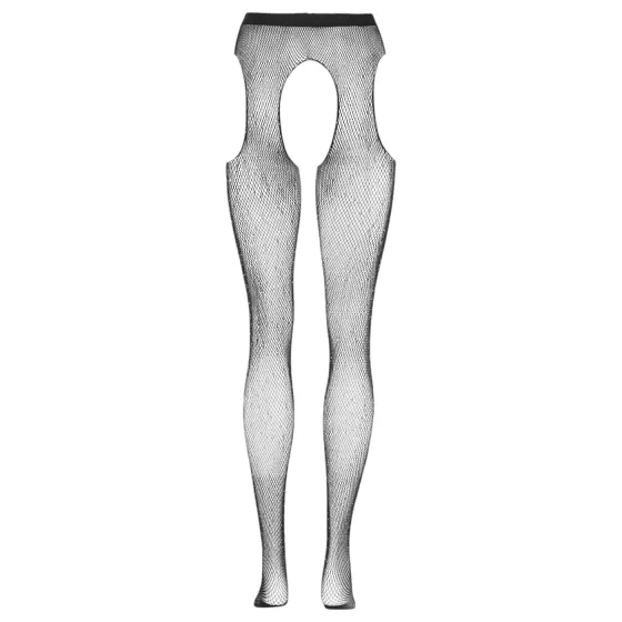 Cottelli Legwear - otvorené, lesklé, čierne pančuchy (S-L)