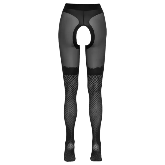 Cottelli - otvorené pančuchy - sieťované vsadky - čierne - 3