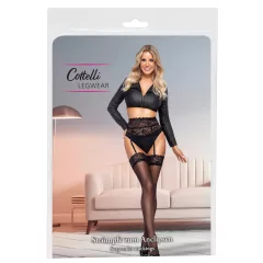 Cottelli - samodržiace pančuchy - čierne - hodvábne
