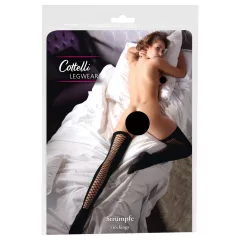  Cottelli - samodržiace sieťované pančuchy nad stehno (čierne) - S/M