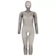   Cottelli Fantasy - čierne sieťované body s maskou a otvorom (S-L)