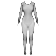   Cottelli Fantasy - dlhý rukáv, otvorená čierna sieťovaná catsuit (S-L)