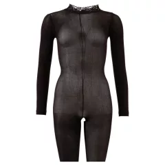   Cottelli - priesvitný catsuit s otvoreným rozkrokom (čierny) - S/M