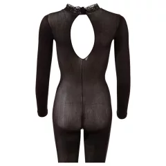   Cottelli - priesvitný catsuit s otvoreným rozkrokom (čierny) - S/M