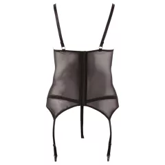 Cottelli - dámsky top s čipkou a stuhou - čierny - XXXXL