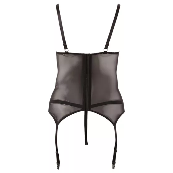 Cottelli - dámsky top s čipkou a stuhou - čierny - XXXXL