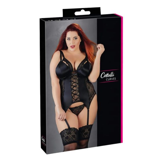 Cottelli Plus Size - variabilný podväzkový top (čierny)