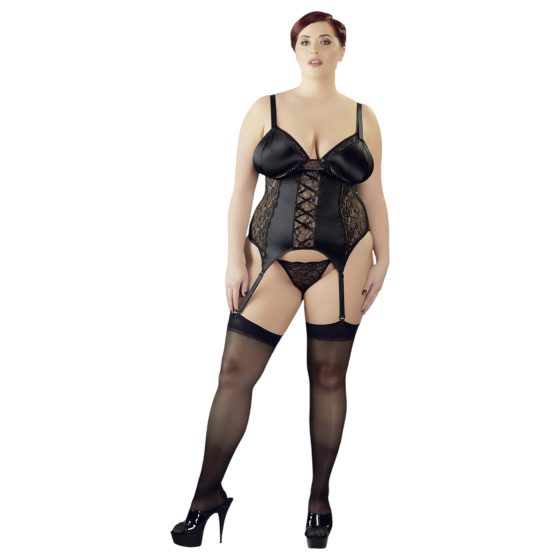 Cottelli Plus Size - variabilný podväzkový top (čierny)