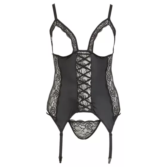 Cottelli Plus Size - variabilný vrchný diel s podväzkami (čierny)