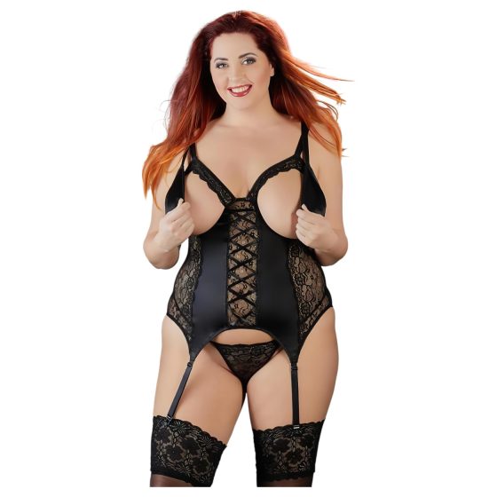 Cottelli Plus Size - variabilný podväzkový top (čierny)