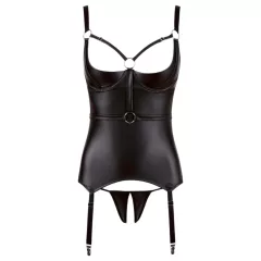 / Cottelli Bondage - lesklý push-up top s putami (čierny)