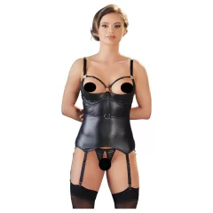 / Cottelli Bondage - lesklý push-up top s putami (čierny)