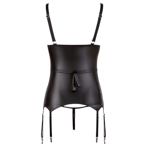 Cottelli Bondage - lesklý výťah pod prsia s putami (čierny) - XL