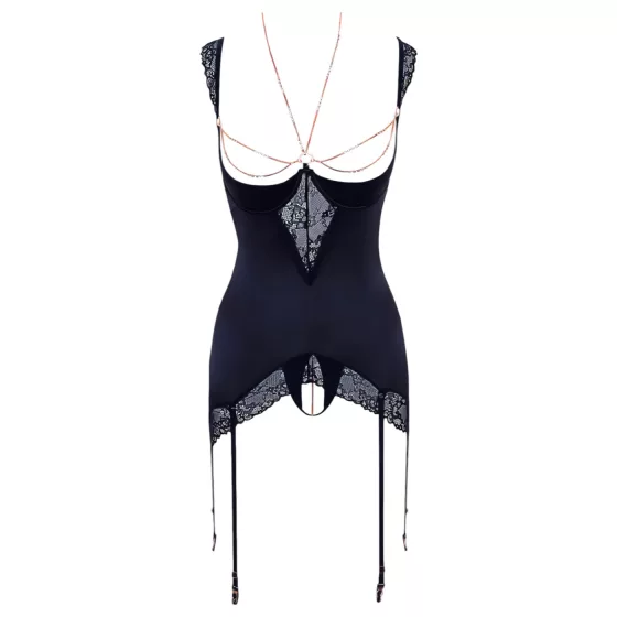 / Abierta Fina - trblietavý reťazový top a tanga (čierna)