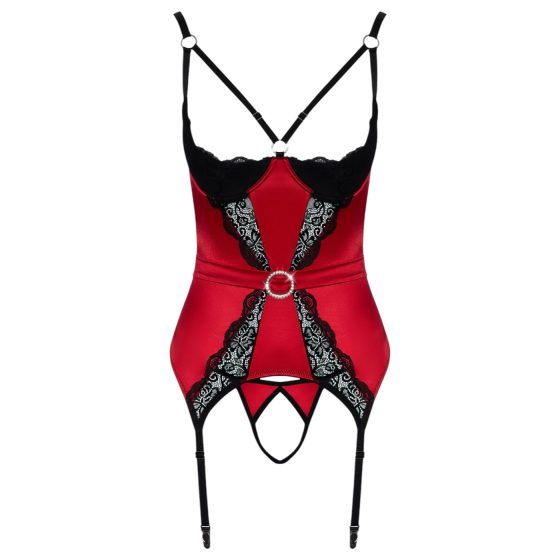 Cottelli - podprsenkový set s čipkou - červený - M