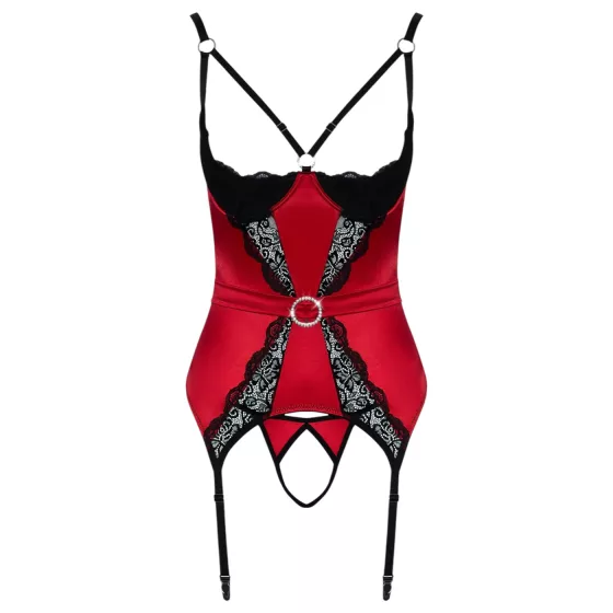 Cottelli - podprsenkový set s čipkou - červený - XL