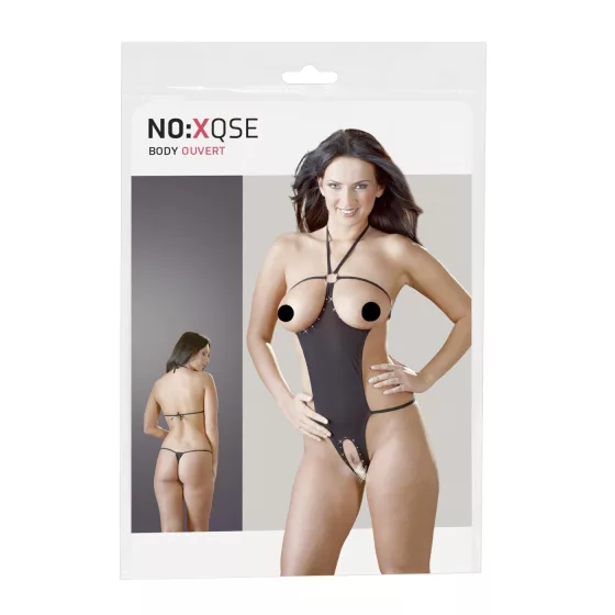 NO:XQSE - otvorené, čierne sexybodý s kamienkami (S-L)