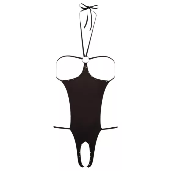 NO:XQSE - otvorené, čierne sexybodý s kamienkami (S-L)