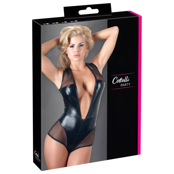 Cottelli - sieťované body - lesklé - čierne - L