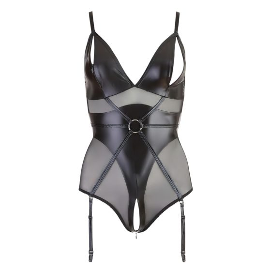 Cottelli Bondage - lesklé body s putami - čierne - L