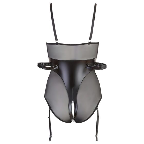 Cottelli Bondage - lesklé body s putami - čierne - XL