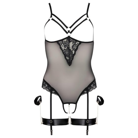 Cottelli Bondage - kovový krúžok body a putá na ruky (čierne)