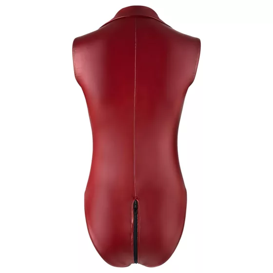 Cottelli Party - zipsové, bezrukávové lesklé body (červené) - XL