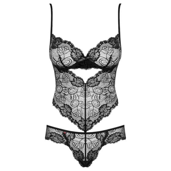 Obsessive - dámske body - čipkované kvetinové - čierna