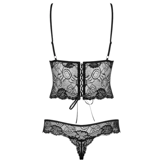 Obsessive - dámske body - čipkované kvetinové - čierna